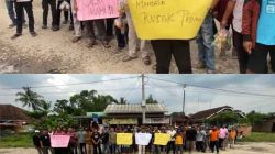 Warga Demo Tuntut Perbaikan Jalan Rusak Ruas Mandala-Bandar Jaya Lamteng