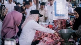 Bupati Lampung Timur Ella Siti Nuryamah meninjau stabilitas harga pangan. Foto dok