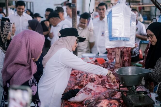 
 Bupati Lampung Timur Ella Siti Nuryamah meninjau stabilitas harga pangan. Foto dok