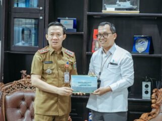 Sekdaprov Lampung Dr Marindo Kurniawan menerima audiensi Kepala BPS Provinsi Lampung, Selasa 7 April 2026. Foto dok 