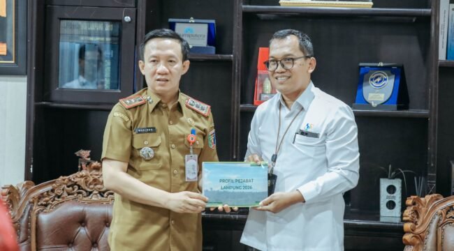 Sekdaprov Lampung Dr Marindo Kurniawan menerima audiensi Kepala BPS Provinsi Lampung, Selasa 7 April 2026. Foto dok 