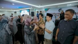 Sekdaprov Lampung Marindo Kurniawan saat menghadiri Halal Bihalal Ika Smanda. Foto dok 