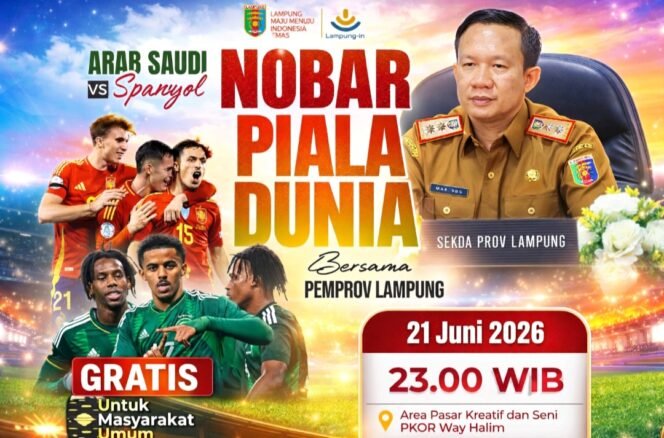 
 Pemprov Lampung Gelar Nobar Piala Dunia 2026 Putaran Final di PKOR Way Halim, Hiburan dan Gerakkan Ekonomi Masyarakat