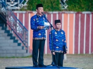 Sambutan Sekdaprov Marindo Kurniawan pada Peringatan Hari Koperasi Ke-79 di Lapangan Korpri Pemprov Lampung, Jumat (17/7/2026). Foto dok