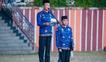 Sambutan Sekdaprov Marindo Kurniawan pada Peringatan Hari Koperasi Ke-79 di Lapangan Korpri Pemprov Lampung, Jumat (17/7/2026). Foto dok