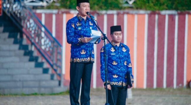 Sambutan Sekdaprov Marindo Kurniawan pada Peringatan Hari Koperasi Ke-79 di Lapangan Korpri Pemprov Lampung, Jumat (17/7/2026). Foto dok