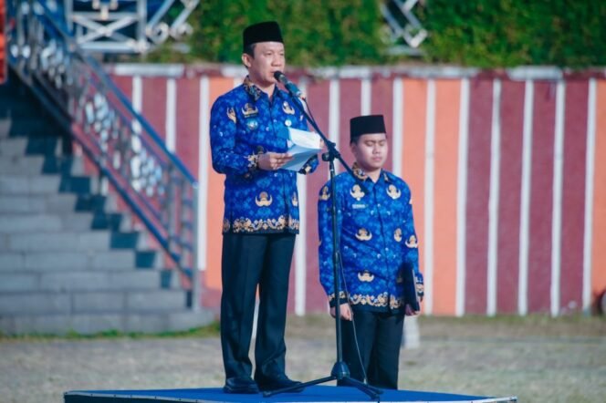 
 Sambutan Sekdaprov Marindo Kurniawan pada Peringatan Hari Koperasi Ke-79 di Lapangan Korpri Pemprov Lampung, Jumat (17/7/2026). Foto dok