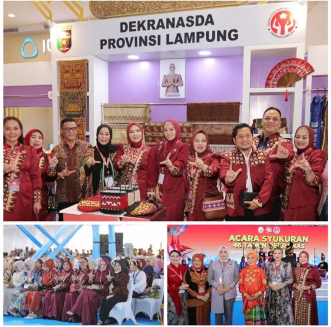 
 Batin Wulan Didampingi Ny. Agnesia Marindo Ikuti Puncak HUT Ke-46 Dekranas, Dekranasda Lampung Pamerkan Produk Unggulan