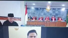 Putusan banding PT Tanjungkarang untuk Dendi dibacakan secara online. Foto Istimewa 