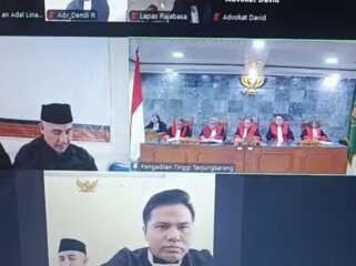 Putusan banding PT Tanjungkarang untuk Dendi dibacakan secara online. Foto Istimewa 
