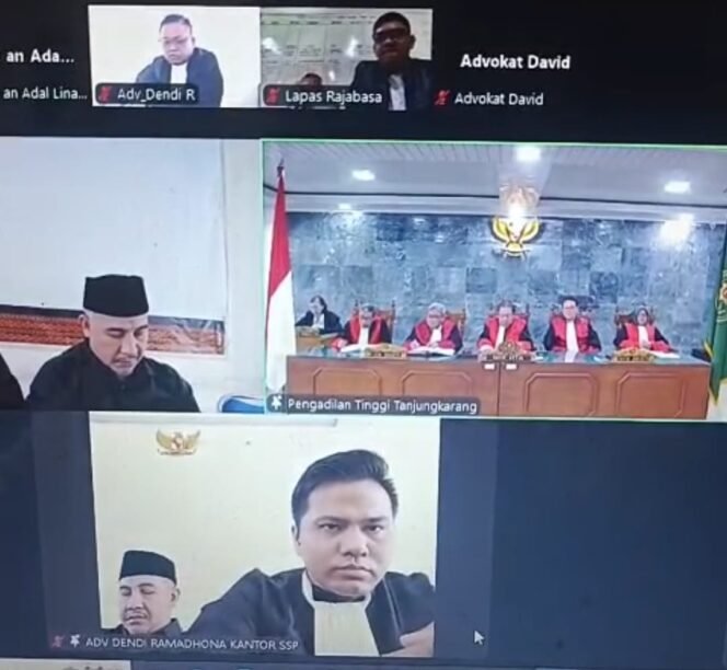 
 Putusan banding PT Tanjungkarang untuk Dendi dibacakan secara online. Foto Istimewa 