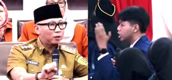 
 Suasana PPKMB Mahasiswa Baru Unila yang bertanya ke Gubernur Lampung Rahmat Mirzani Djausal di GSG Universitas Lampung yang sempat viral. Foto ist